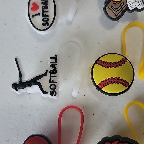 Softball Straw Toppers - Picture 4 of 6